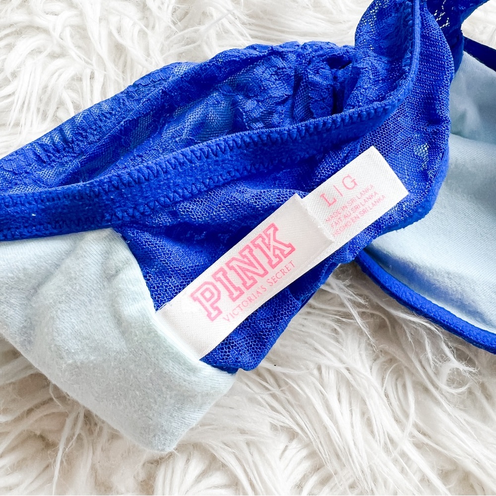 Victoria’s Secret PINK Blue Lace Strapless Bandeau L - Picture 5 of 5